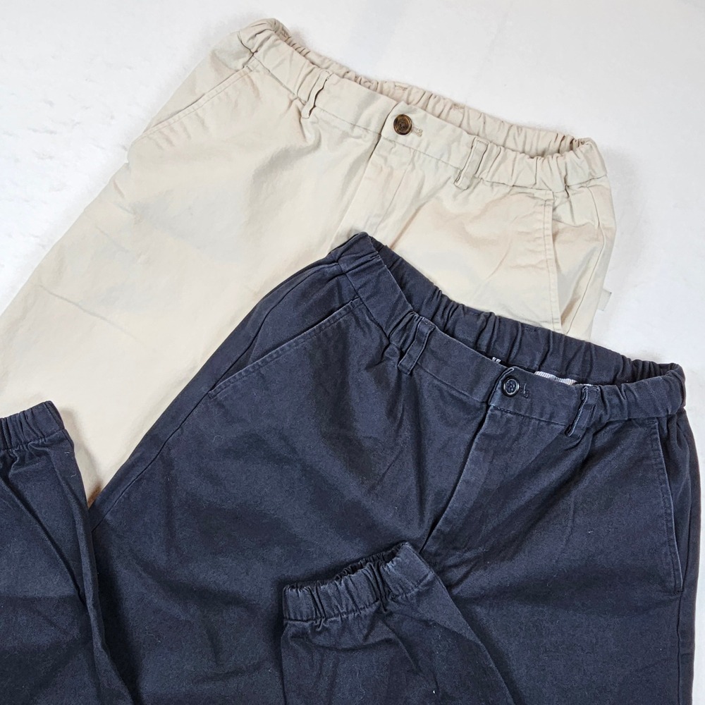Brooks Brothers Mens Lot of 2 Khaki Cotton Stretch Elastic Waist Jogger Pants